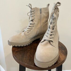 Steve Madden Women Tan Suede Lace Combat Boot Zip up Size 12 New